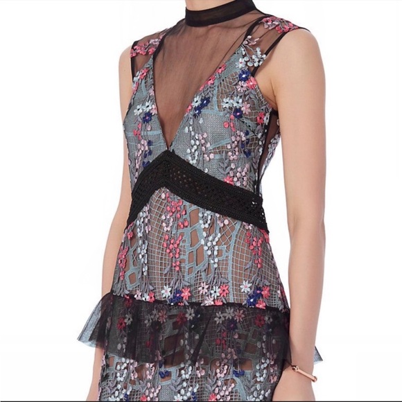 Self-Portrait Floral Vine Overlay Layered Ruffle Dress Worn by Hillary Dress - Picture 3 of 15